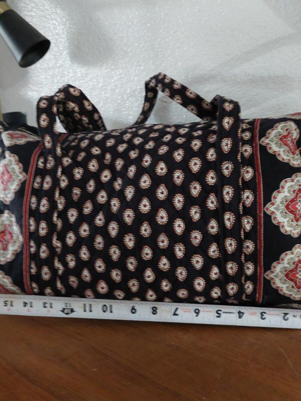 Vera Bradley Classic Black Duffel Bag Quilted Travel Luggage Retired 2002 - Picture 5 of 7